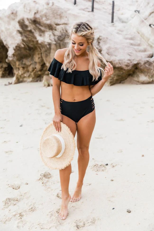 Sweetest Escape Black Bikini Top | The Pink Lily Boutique