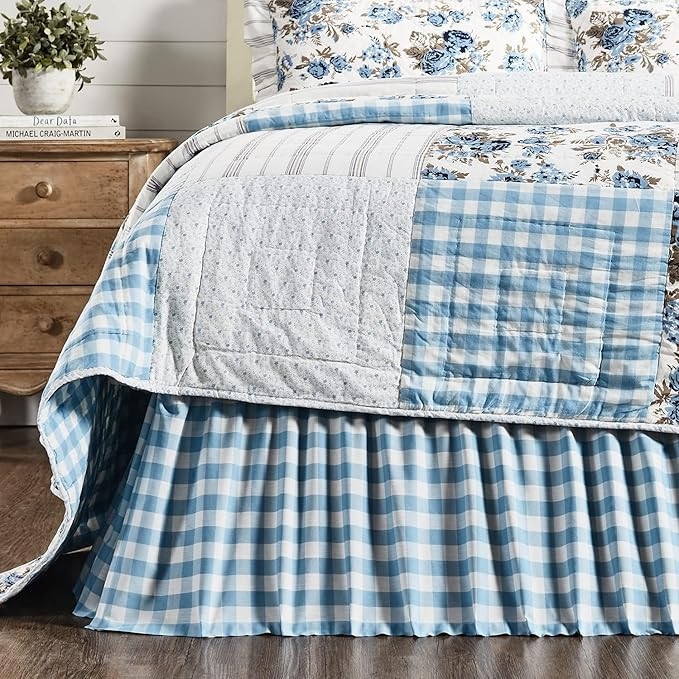 Annie Buffalo Blue Check Queen Bed Skirt 60x80x16 | Amazon (US)
