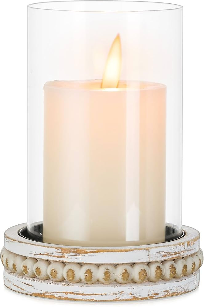 Glasseam Glass Hurricane Candle Holder, Decorative Candle Holders for Pillar Candles, Boho Candle... | Amazon (US)