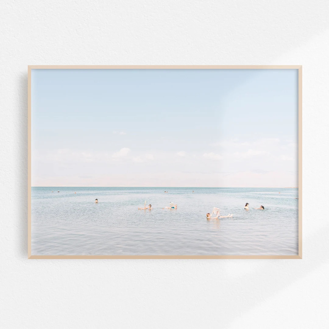 Serene Beach Print Swimming Print, Bathroom Decor Blue Bathroom Wall Art, Beach Photography Downl... | Etsy (US)