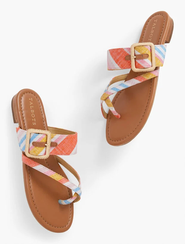 Gia Buckle Palm Stripe Sandals | Talbots