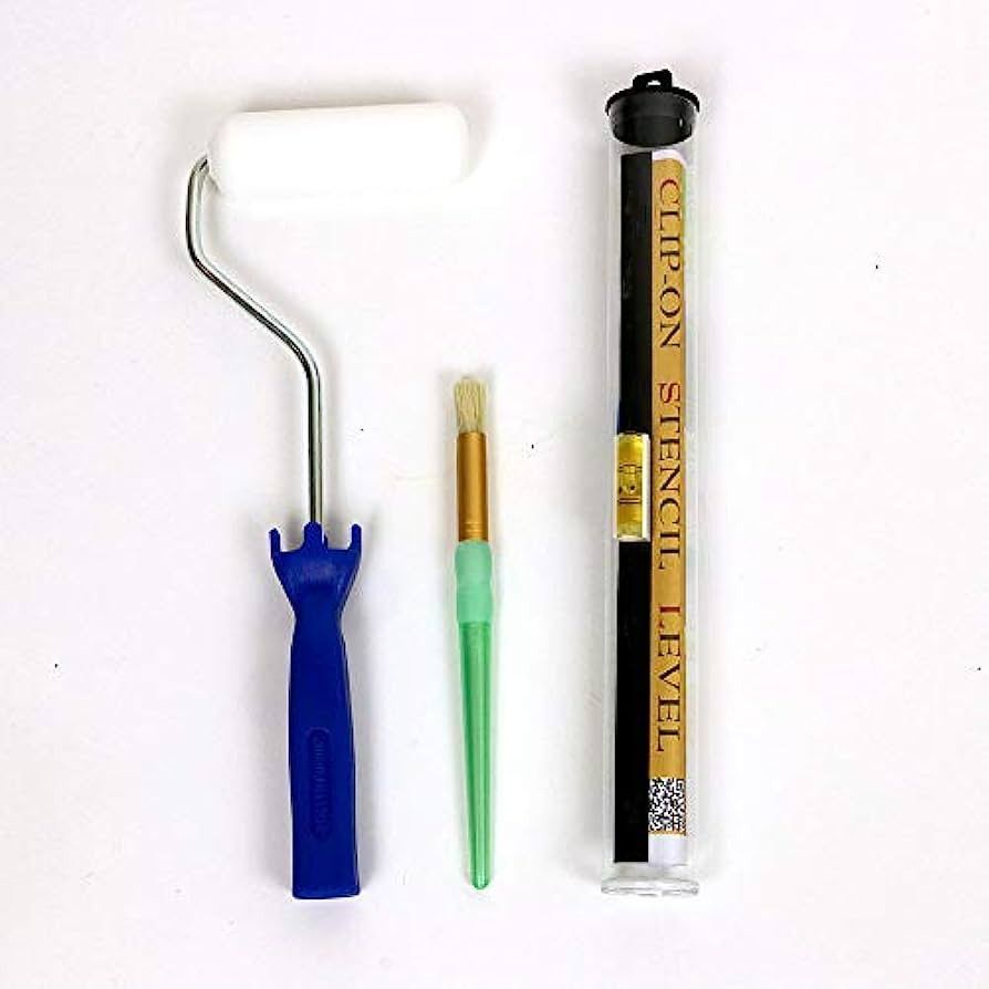 Stencil Essential Kit, Dense Foam Roller, White Bristle Brush and Clip-On Level Multi-Function To... | Amazon (US)