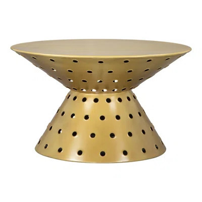 30" Gold Iron Round Pedestal Coffee Table | Wayfair North America