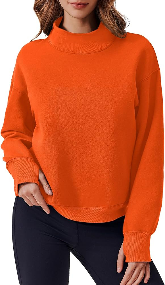 PINSPARK Sweatshirt for Women 2024 Fall Outfits Long Sleeve Fleece Top Turtleneck Sweater Shirts ... | Amazon (US)