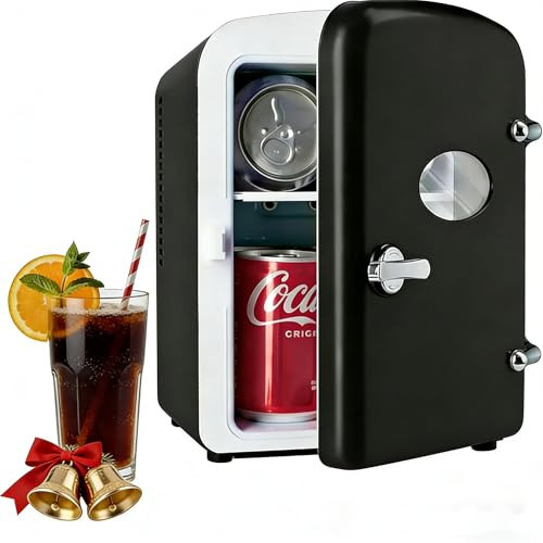 Simple Deluxe Mini Fridge with Viewing Window, 4L/6 Can Portable Cooler & Warmer, Freon-Free Small Refrigerator for Skincare, Drinks, Snacks & Cosmetics, Black | Amazon (US)