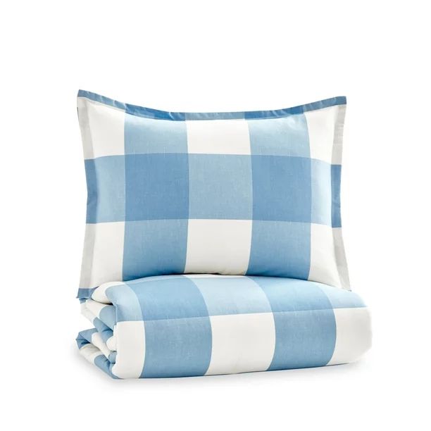 Gap Home Kids Gingham Reversible Organic Cotton Blend Comforter Set, Twin, Blue, 2-Pieces - Walma... | Walmart (US)