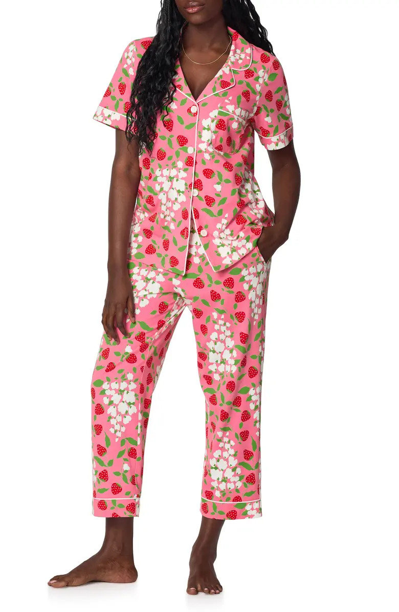 Print Stretch Organic Cotton Crop Pajamas | Nordstrom