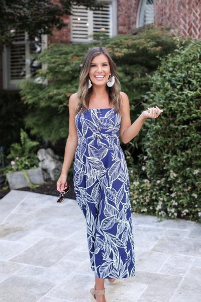Tropics In A Jumpsuit - Navy | ivy & leo