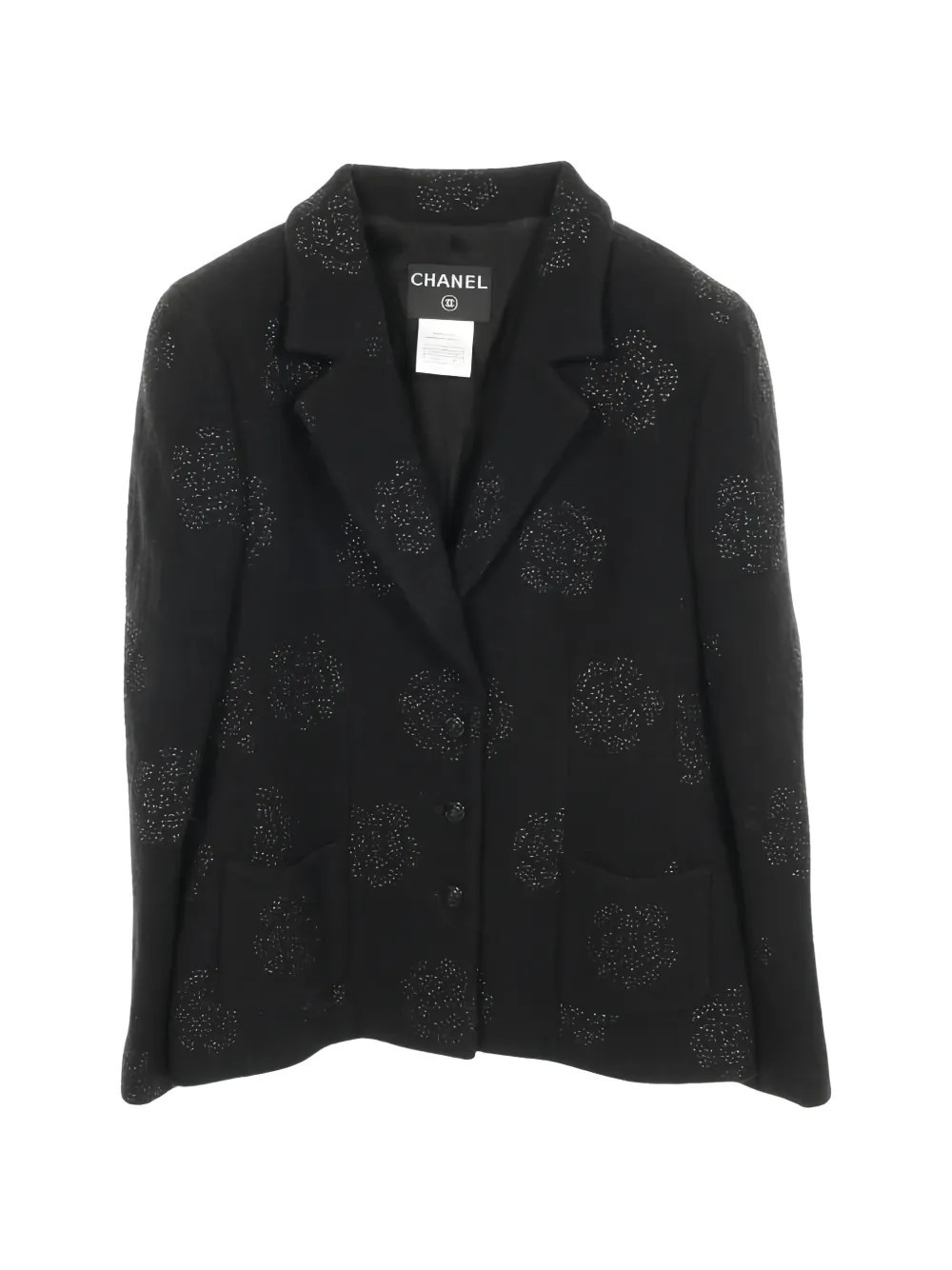 CHANEL Pre-Owned 1986 Camellia tweed jacket - Black | Farfetch Global