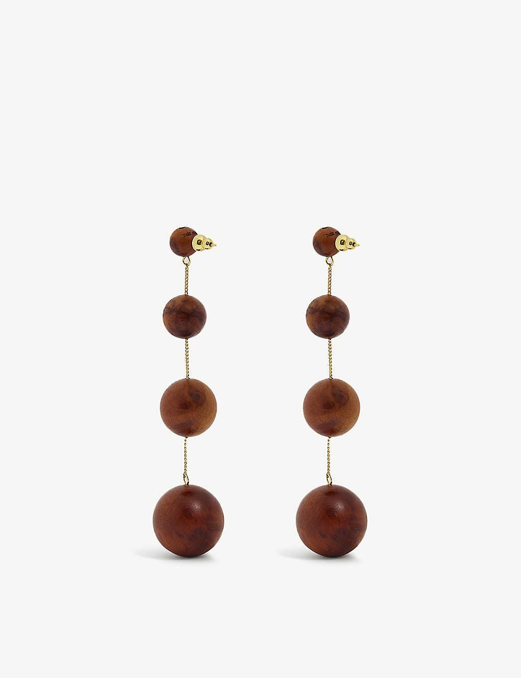Candace wood and brass earrings | Selfridges