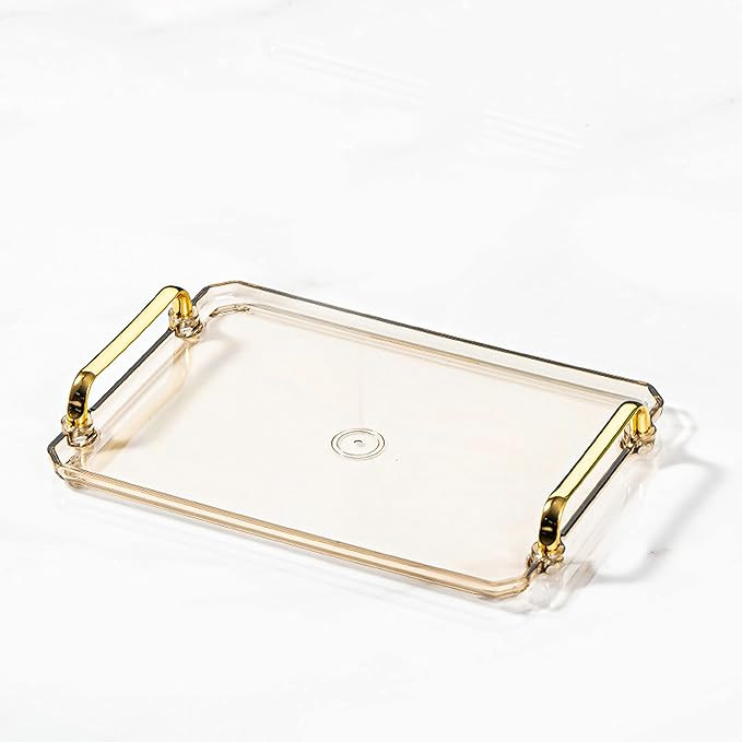 Acrylic Serving Tray with Handles Ottoman Coffee Table Tray, Decorative Trays for bar Living Room... | Amazon (US)