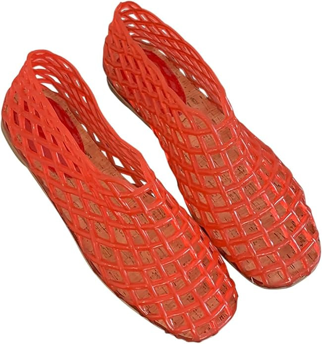 FIENZA Jelly Mesh Ballet Flats for Women, Clear Jellies Hollow Flat Sandals Comfortable Summer Be... | Amazon (UK)