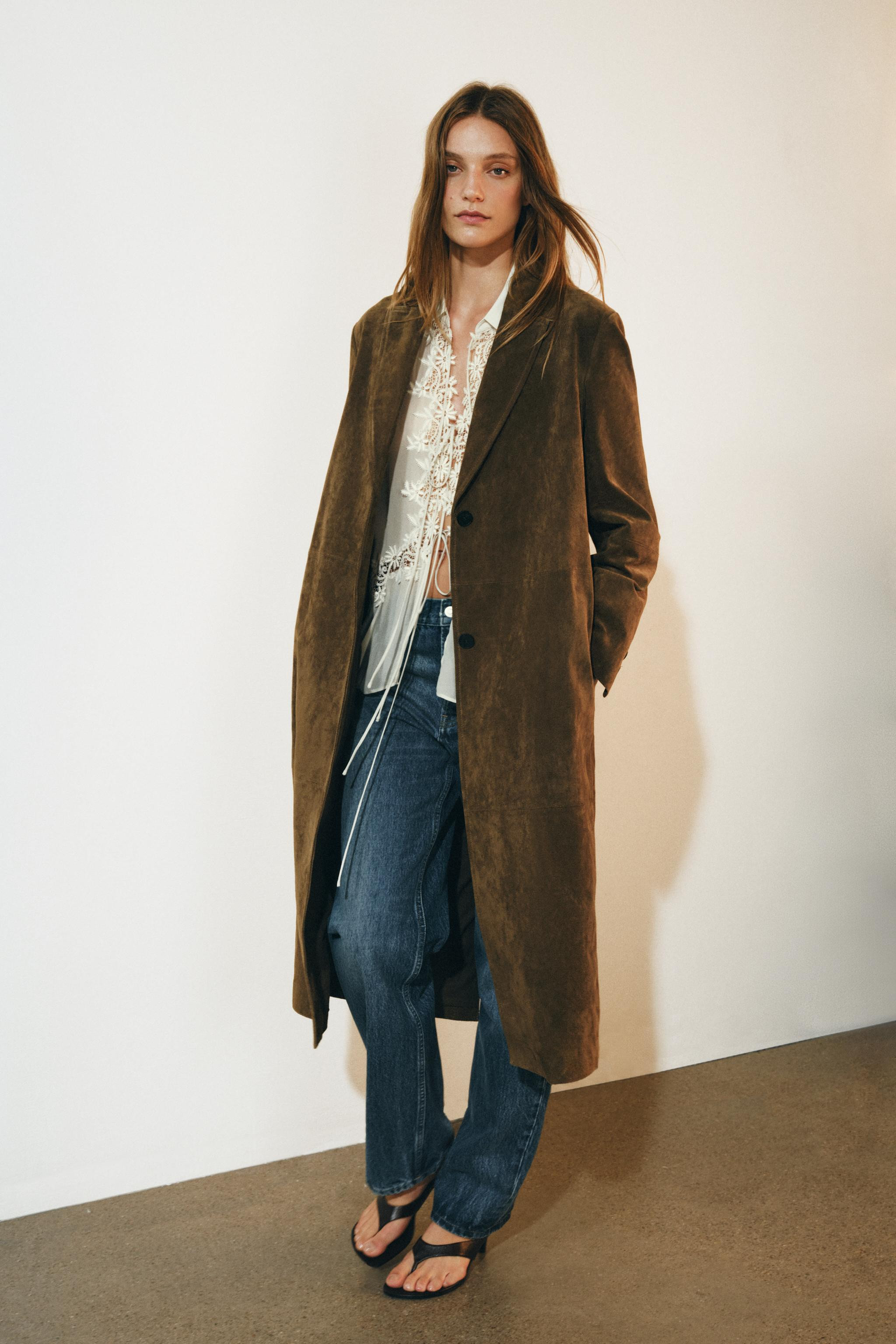 100% LEATHER LONG COAT ZW COLLECTION | Zara US