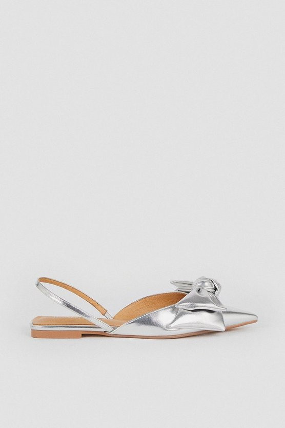 Bow Slingback Pointed Toe Flat | Karen Millen US