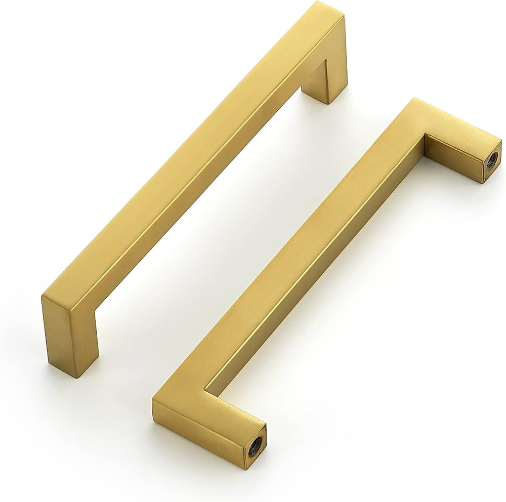 Ravinte 30 Pack 5 Inch Kitchen Square Cabinet Handles Brushed Brass Drawer Pulls for Cupboard Har... | Amazon (US)