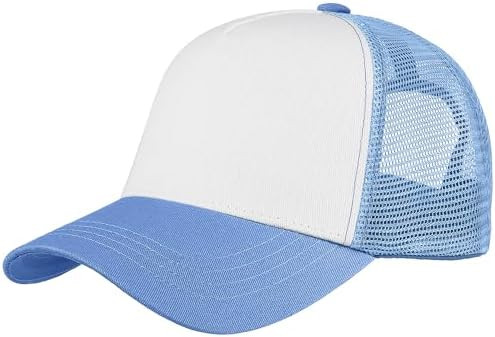 Falari 5-Panel Mesh Baseball Cap, Trucker Hat, Structured Plain Design, Cotton, Adjustable Size | Amazon (US)