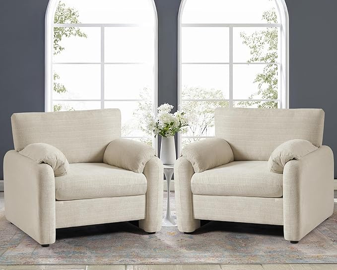 CDCASA Oversized Accent Chair, Chenille Mid Century Modern Armchair, Comfy Upholstered Seating Re... | Amazon (US)