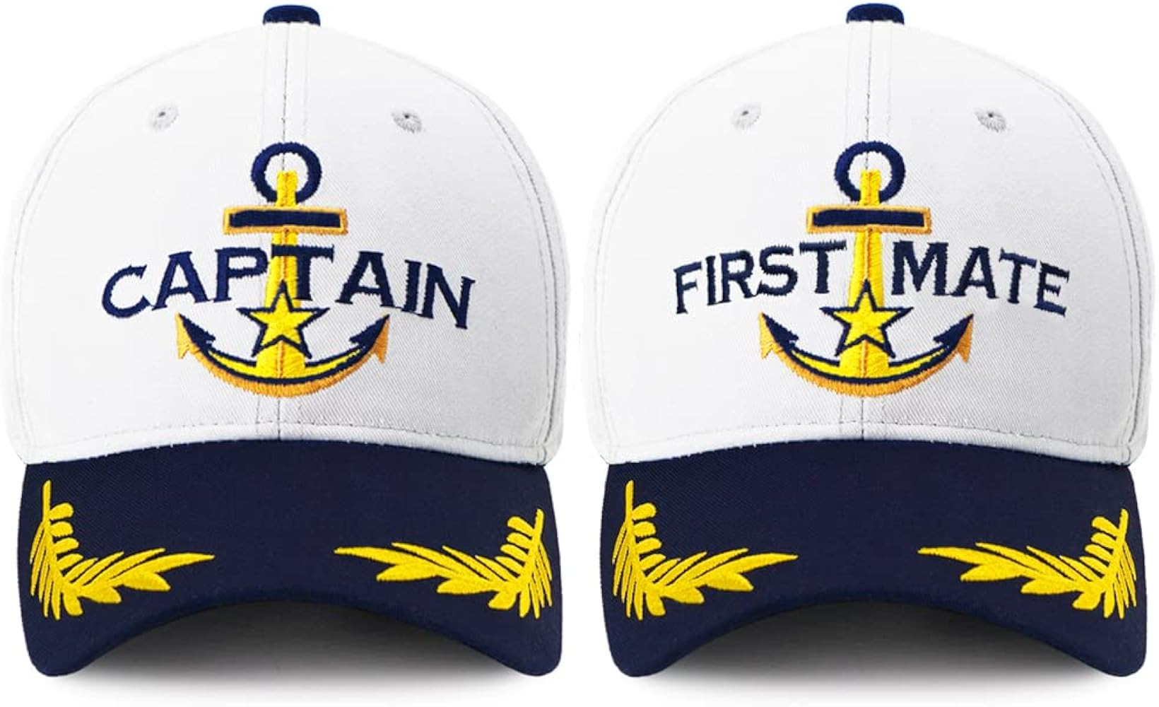 Captain Hat & First Mate | Matching Skipper Boating Baseball Caps | Nautical Marine Sailor Navy H... | Amazon (US)