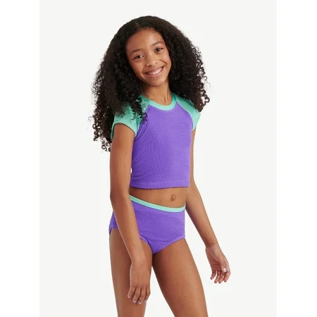 Justice Girls 2 Piece Short Sleeve Rashguard Swimsuit Sizes XS-XL | Walmart (US)