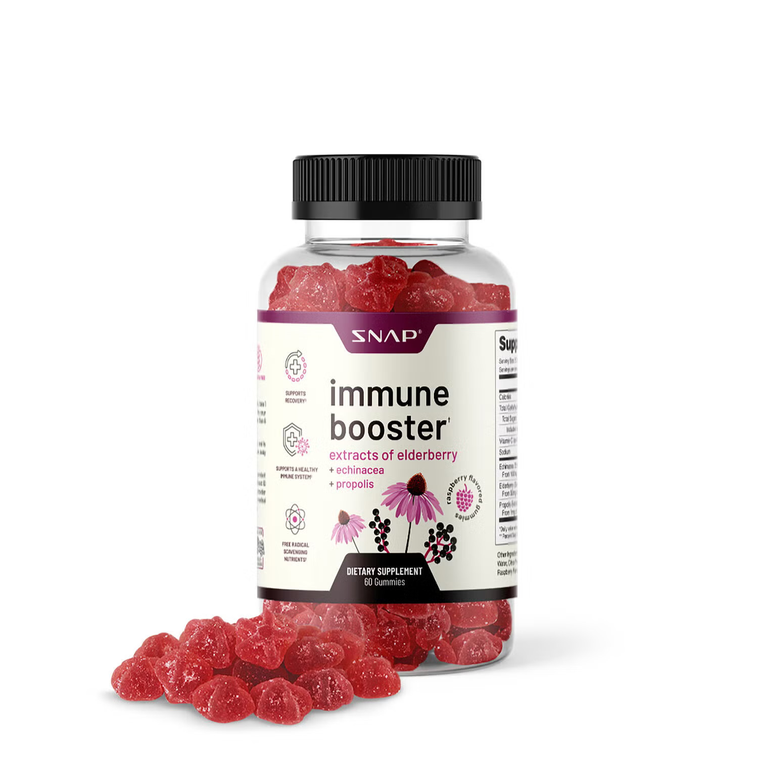 SNAP Supplements Immune Booster Elderberry Extract Healthy - 60 Gummies (30 Servings) | GNC