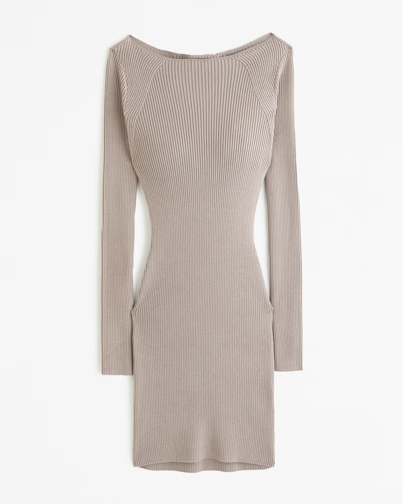 Long-Sleeve Slash Mini Sweater Dress | Abercrombie & Fitch (US)