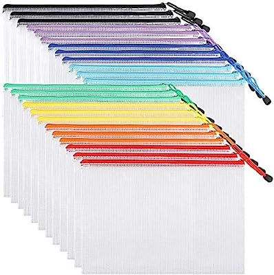 Amazon.com : EOOUT 24pcs Mesh Zipper Pouch Document Bag, Plastic Zip File Folders, Letter Size/A4... | Amazon (US)