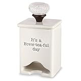 Mud Pie FBA_4771009 Ceramic Tea Bag Caddy, White | Amazon (US)