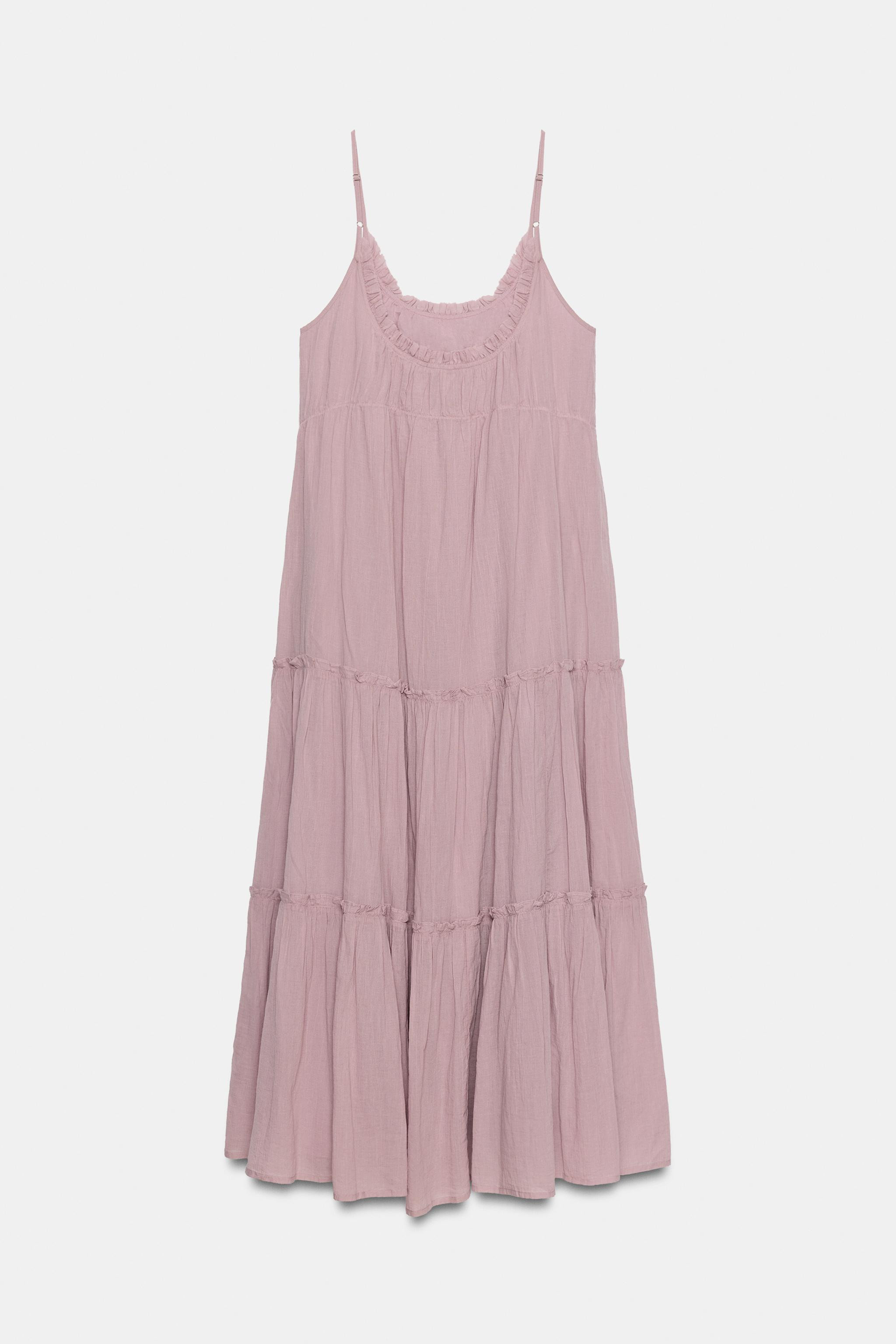 CHIFFON MIDI DRESS WITH RUFFLES | Zara UK