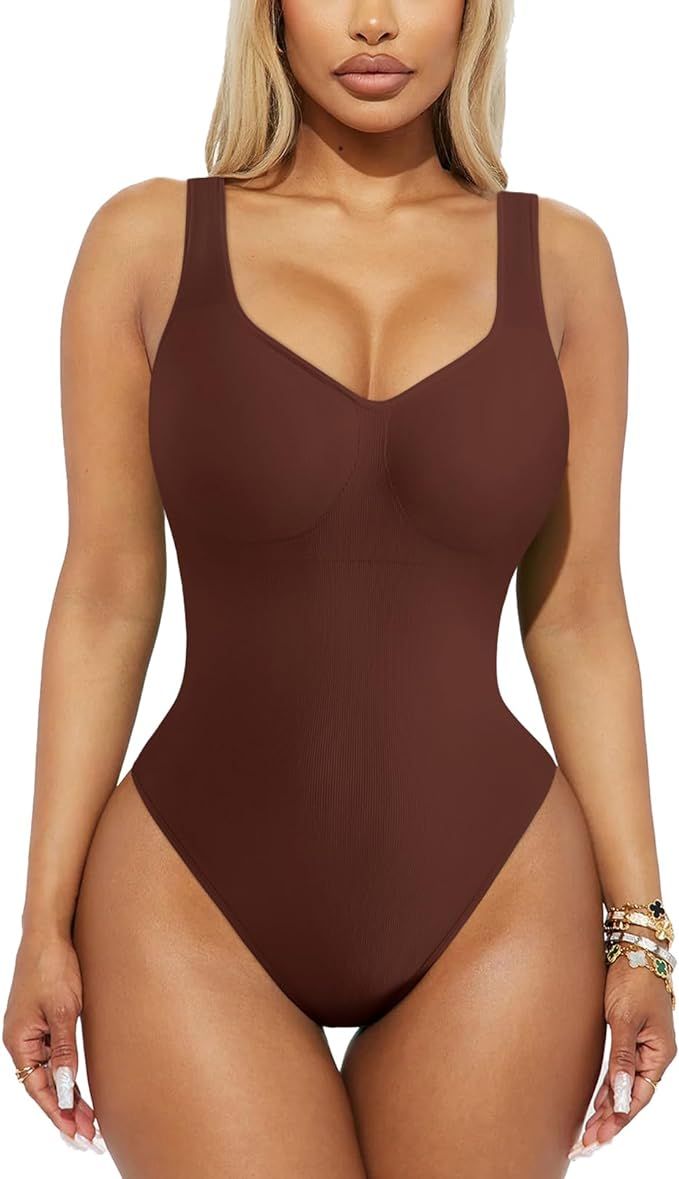 OMAKGI Women Seamless Tummy Control Shapewear Sculpting Thong Bodysuits Sleeveless Body Shaper | Amazon (US)