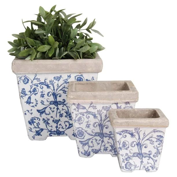 Esschert Design Aged Ceramic Square Nesting Pots - Set of 3 - Walmart.com | Walmart (US)