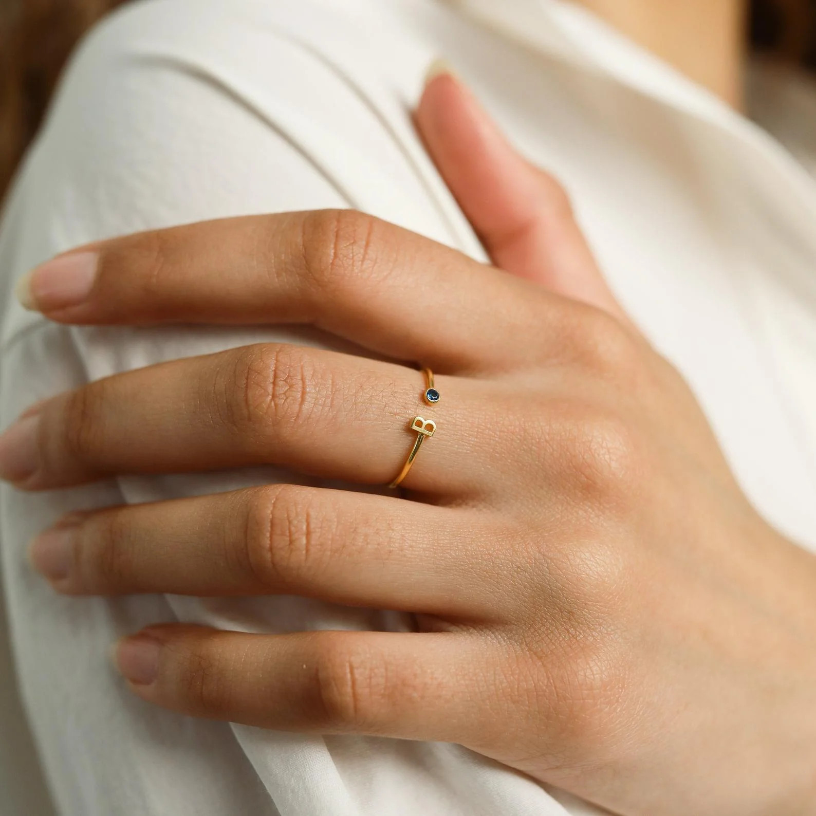 Custom Tiny Initial Birthstone Ring | Grad Gifts | Caitlyn Minimalist | Caitlyn Minimalist