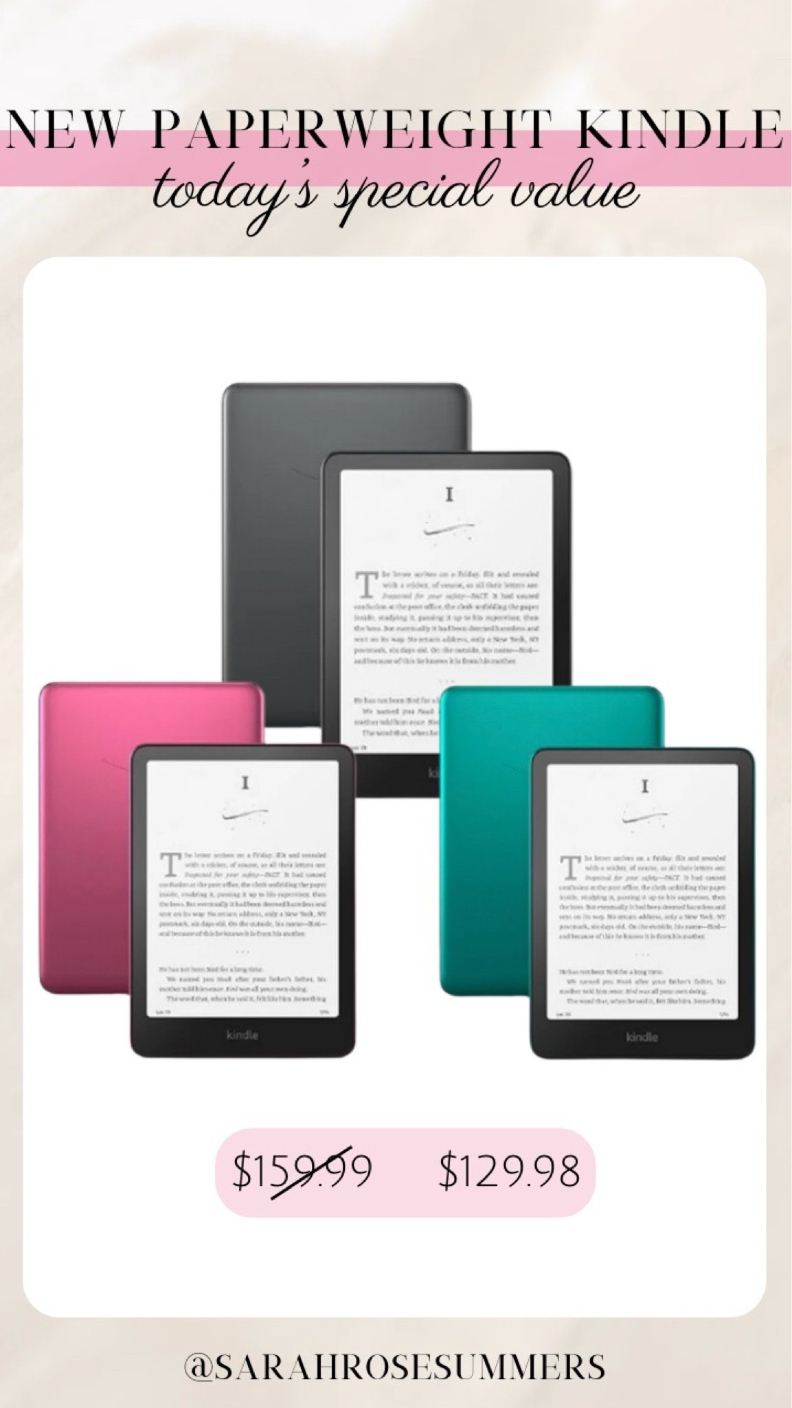 All new paperweight kindle on sale at QVC. Enjoy $20 off your first purchase with code HOLIDAY20. Great Christmas gift 

#LTKGiftGuide #LTKSaleAlert