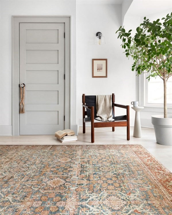 Layla Printed LAY-04 Ocean/Rust Area Rug | Rugs Direct