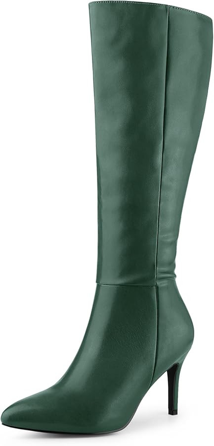 Perphy High Heels Pointed Toe Stiletto Heel Knee High Boots for Women | Amazon (US)