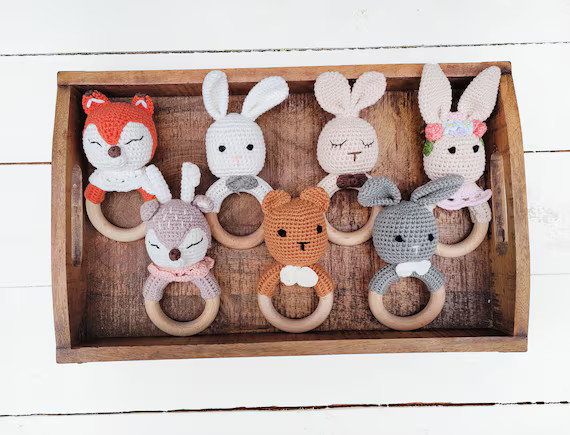 Cotton Crochet Baby hand Toy Bunny Fox Deer Teddy Bear  Soft Stuffed Doll Baby's First Newborn an... | Etsy (US)
