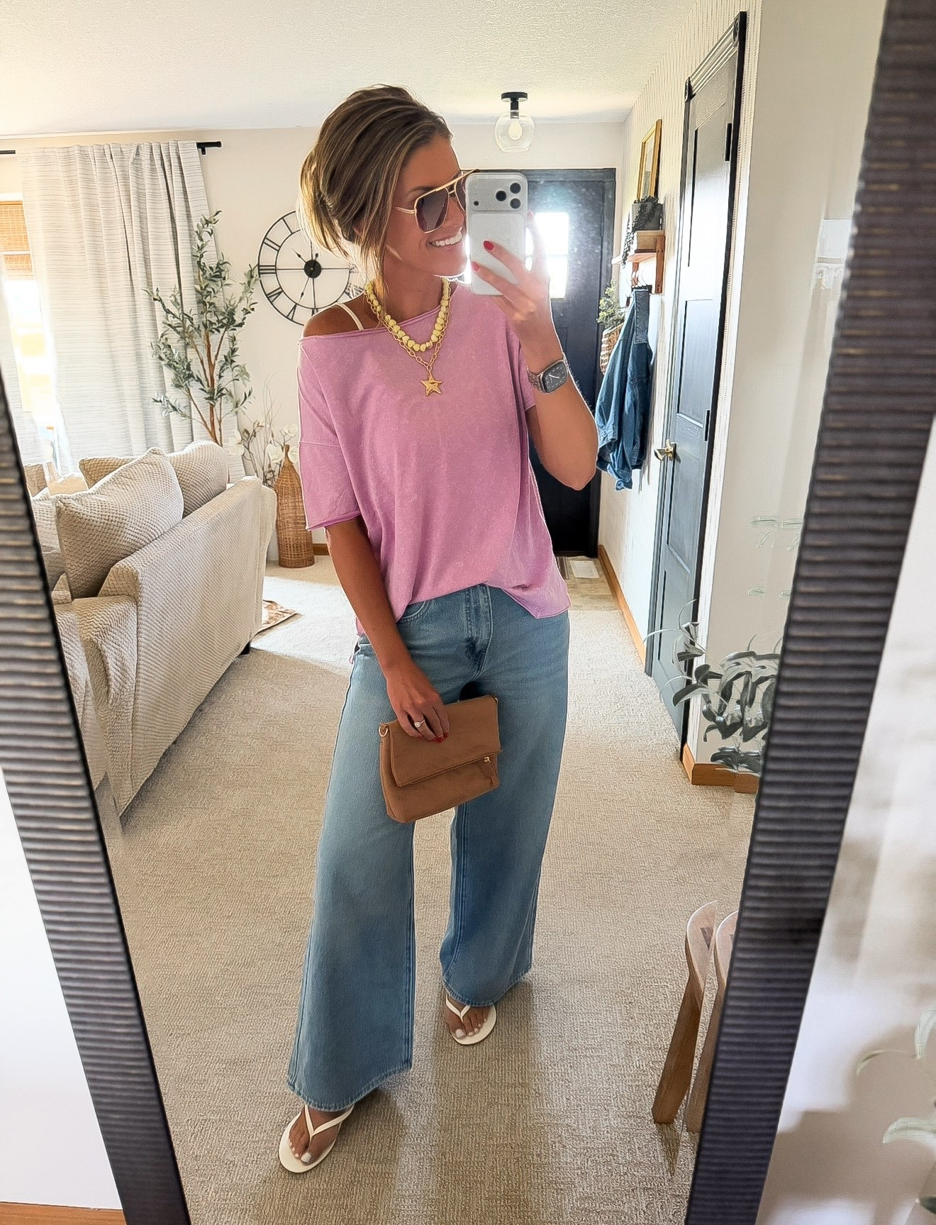 New off shoulder Aerie tees. So soft, vintage worn in feel. Run big, wearing XS. 
@Aerie

#LTKOver40 #LTKSeasonal #LTKootd