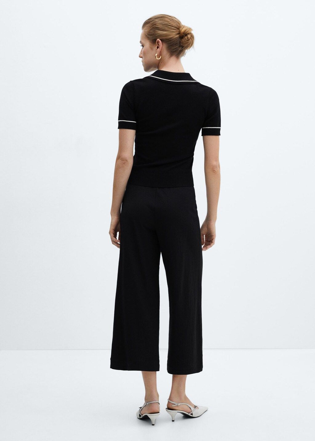 Elastic waist crop trousers -  Women | Mango USA | MANGO (US)