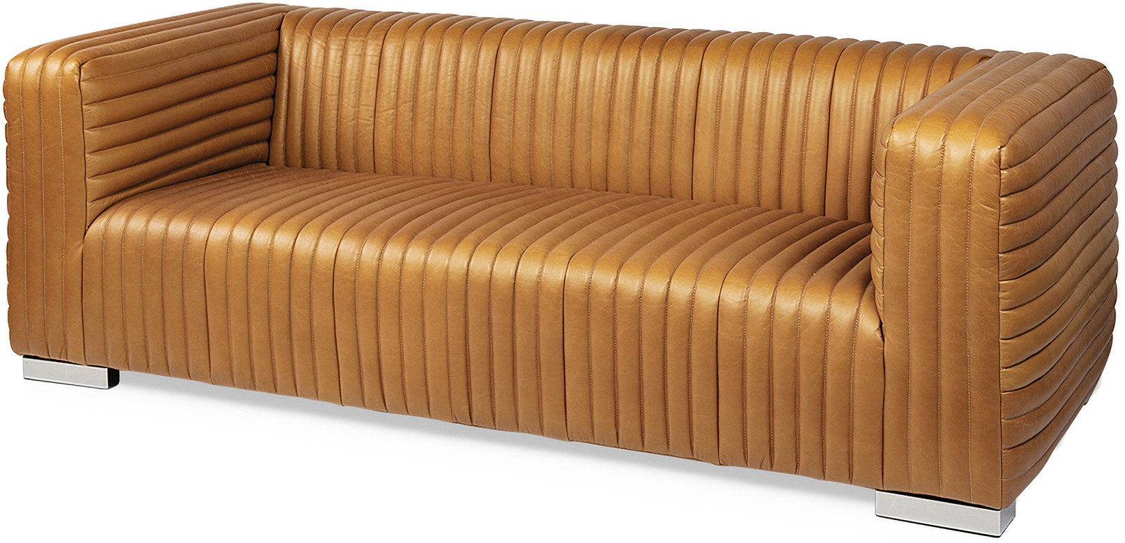 Ricciardo Leather Three Seater Sofa In Cognac | 1stopbedrooms