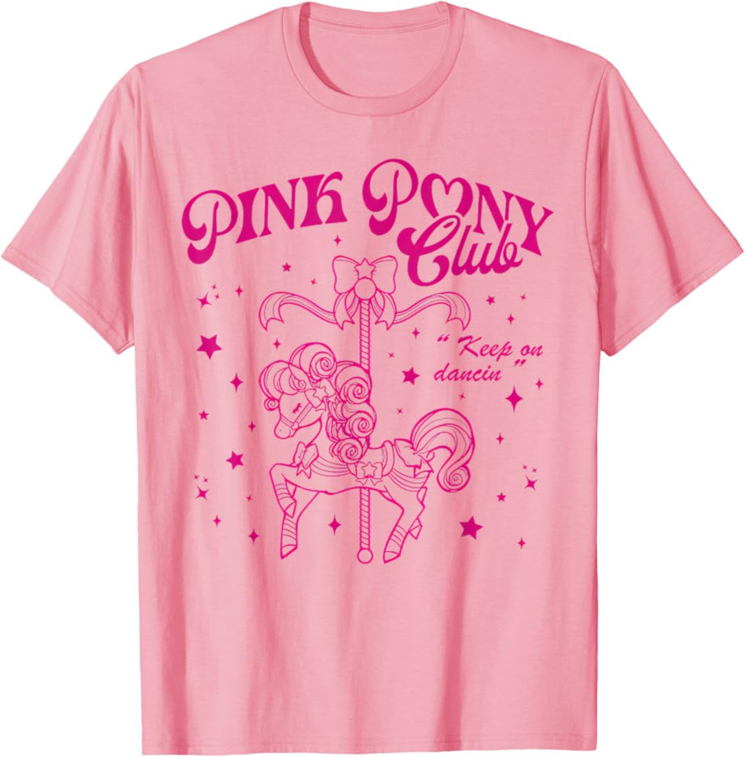 Pony and Heels Lover Pink Girls Clubs Disco Pink Western T-Shirt | Amazon (US)