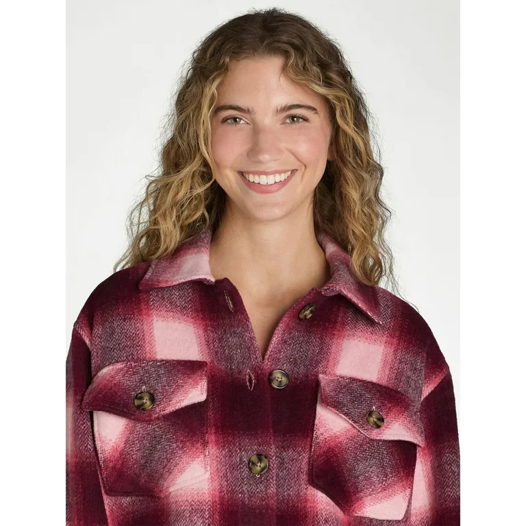Time and Tru Women's Button Front Shacket, Sizes S-XXXL - Walmart.com | Walmart (US)