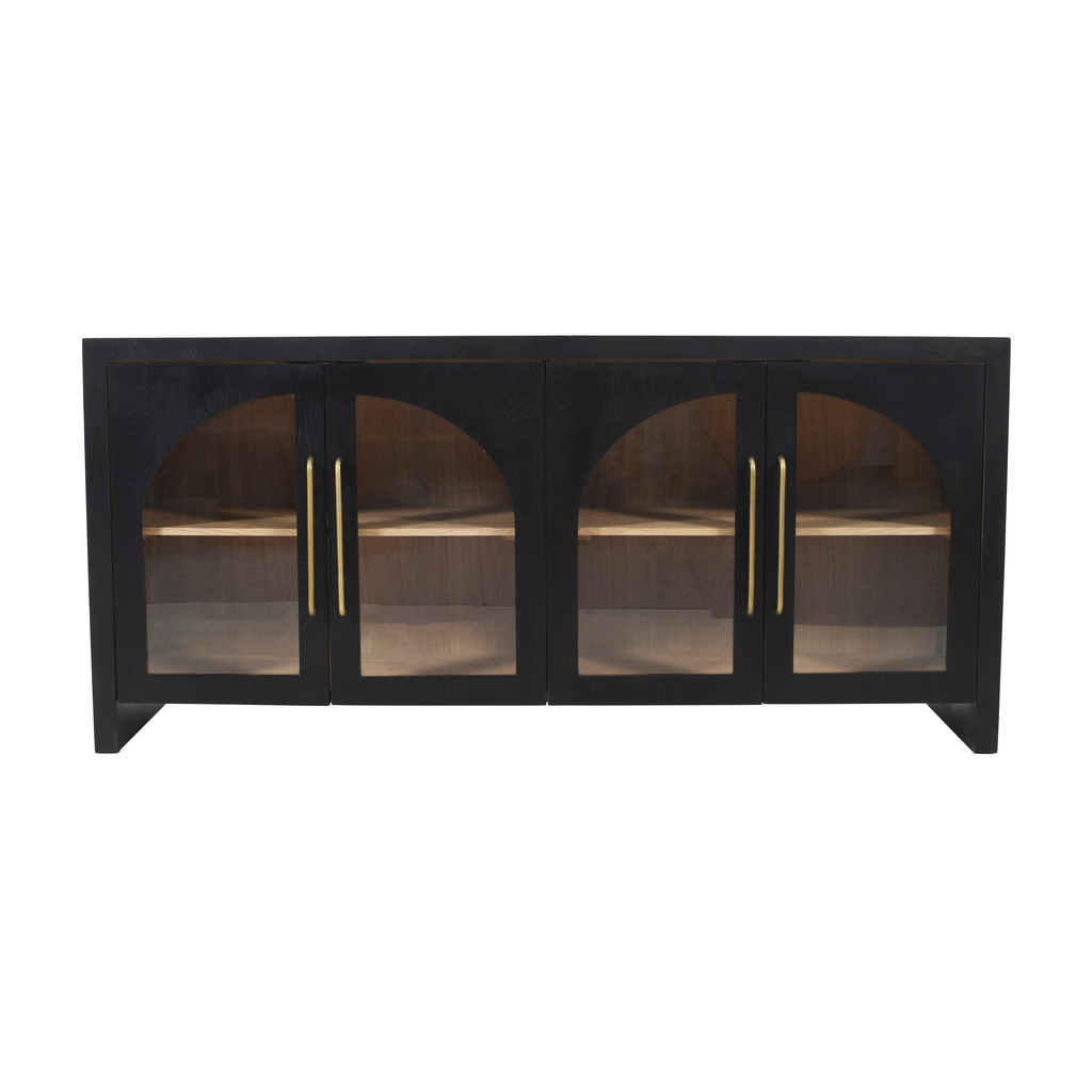 Archimedes 70 Inch Curved Arch Four Door Sideboard Storage Cabinet In Black | 1stopbedrooms