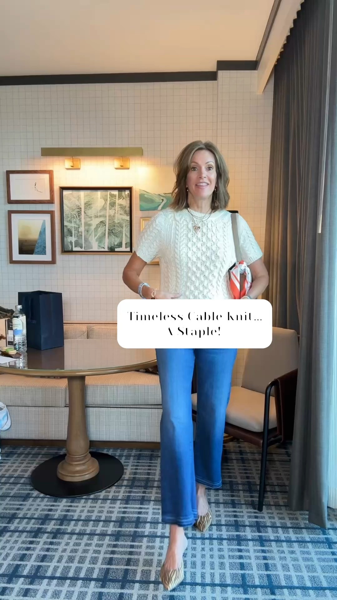 Short sleeve cable knit sweater / medium 
Premium Denim - size 28 
(I let the hem out of mine)

Classic
Timeless 
Fall style

#LTKMidsize #LTKootd #LTKSaleAlert
