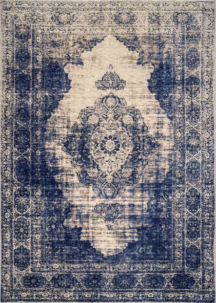 Navy Faded Imperial Medallion 5' x 8' Area Rug | Rugs USA