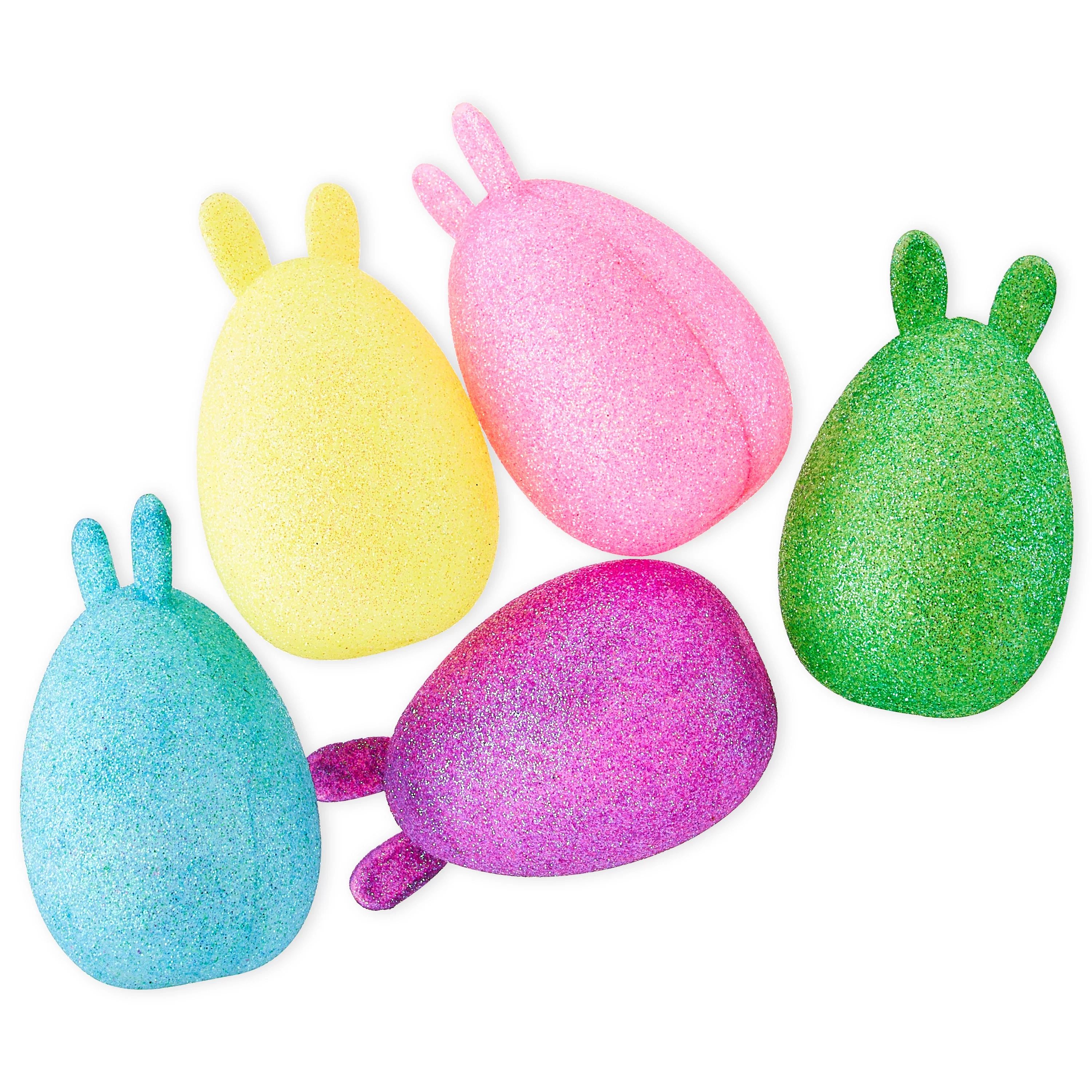Packed Party 'Egg-Stra Hoppy' Easter Bunny Shaped Glitter Eggs, Plastic, 12CT, Multi Color | Walmart (US)