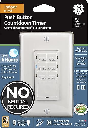 GE In-Wall 6-Option Countdown Timer | Amazon (US)