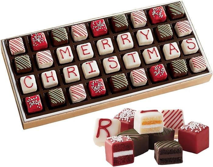 The Swiss Colony Merry Christmas Petits Fours Cakes, Gourmet Mini Layer Cakes in Red Velvet, Stra... | Amazon (US)