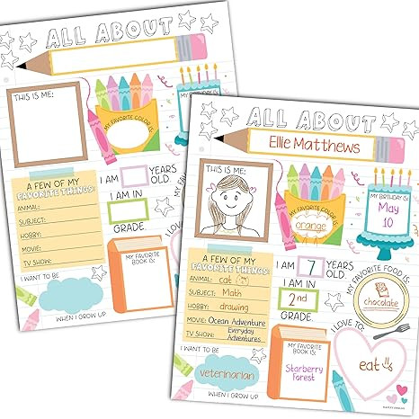 Hadley Designs All About Me Posters Elementary - 20 Star Student Poster Kindergarten, 11x14 All A... | Amazon (US)