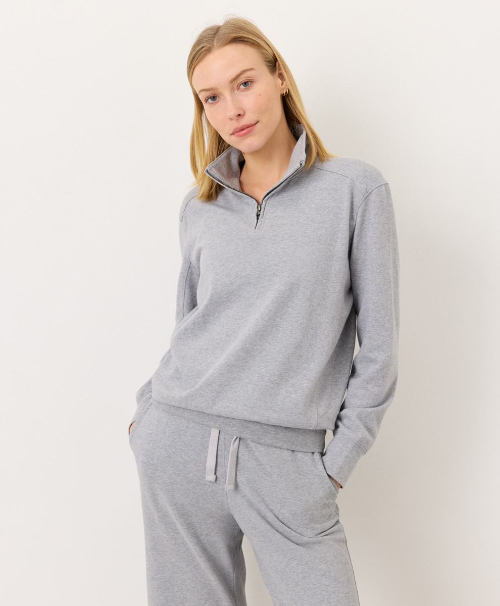 Women's Heather Grey CloudKnit Quarter Zip M | Pact Apparel