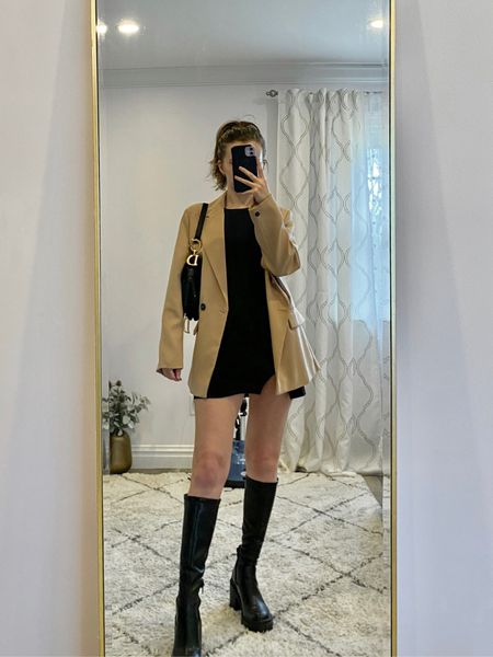 A blazer paired with a black dress or bodysuit and black mini skirt and black knee high boots makes a cute going out or spring outfit. 
.
.
.
.
.
.

#LTKSeasonal #LTKSale #LTKFind #LTKU #LTKcurves #LTKitbag #LTKsalealert #LTKshoecrush #LTKstyletip #LTKunder50 #LTKunder100 #LTKworkwear

Blazer outfit | brown blazer | double breasted blazer | camel blazer | skirt outfit | skirt and boots | black skirt outfit | black mini skirt | bodysuit outfit | black bodysuit | dress with boots | mini dress | going out dress | boots outfit | black boots | boots with dress | tall black boots | black knee boots | designer bags | spring bags | spring outfits | date night outfit | outfit inspo | outfit ideas 