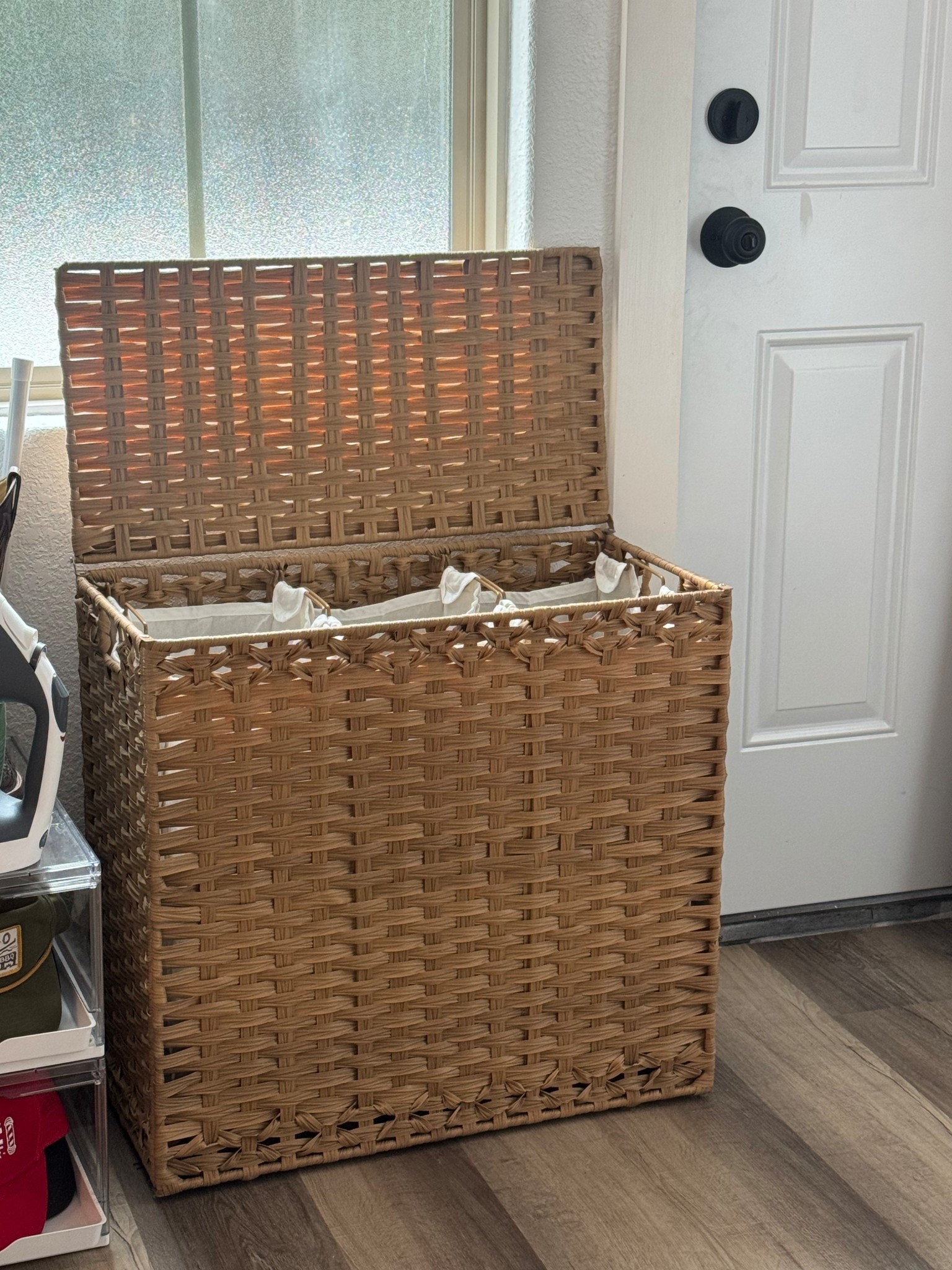 Amazon Home Finds ✨we love a pretty laundry hamper! Divider lining, handwoven rattan hamper. #LTKHome 